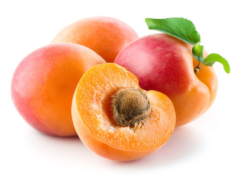 Four Apricots isolated on white background