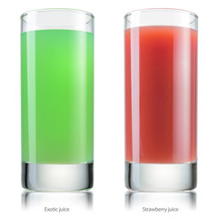 Glass of juice. Exotic lime and strawberry. With clipping path.