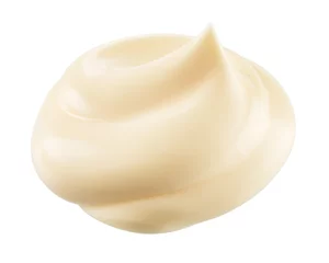 Foto op Canvas Handful of mayonnaise. Swirl on white background. Clipping path. © Tim UR