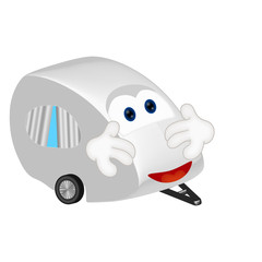 Funny caravan camping cartoon illustration comic
