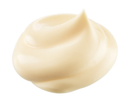 Fototapeta Handful of mayonnaise. Swirl on white background. Clipping path.