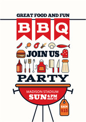 grilled bbq party icon style for invitation car or flyer or post - obrazy, fototapety, plakaty
