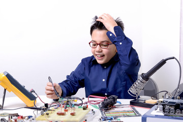 Young student performs experiments