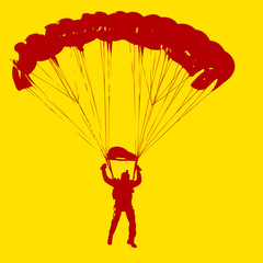 Parachutist Jumper in the helmet after the jump. Vector illustra