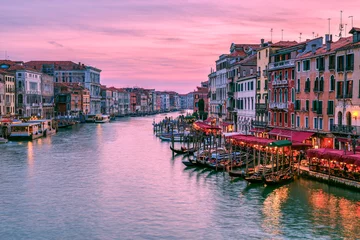 Poster Sunset over Grand Canal from Rialto Bridge in Venice © norbel