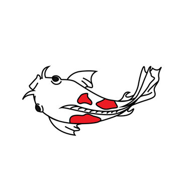 Vector of koi fish with red black dot
