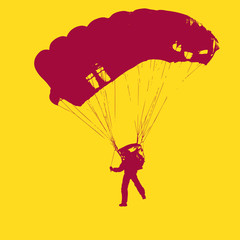 Parachutist Jumper in the helmet after the jump. Vector illustra