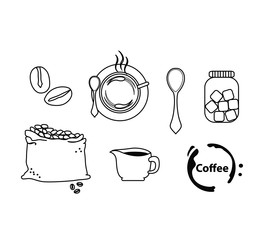 Vector of mix set of coffee icon
