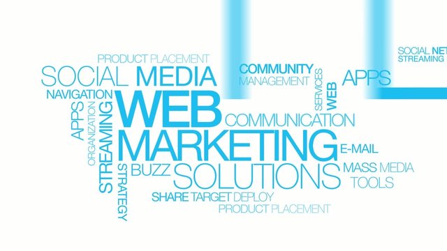 Web marketing solutions blue tag cloud animation
