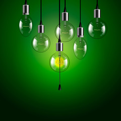 Idea concept. Light bulbs background