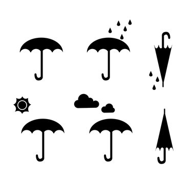Set of Silhouette Umbrella with season
