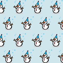Christmas seamless with snowmen and snow balls
