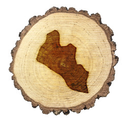 Slice of wood (shape of Liberia branded onto) .(series)