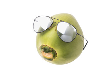 Coconut wear sunglasses isolated, Summer concept © Beach boy 2024
