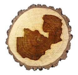 Slice of wood (shape of Zambia branded onto) .(series)
