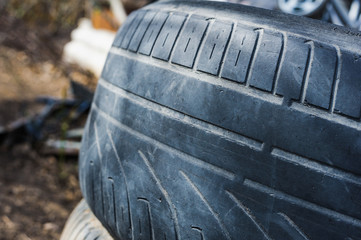 old tyre with worn tread