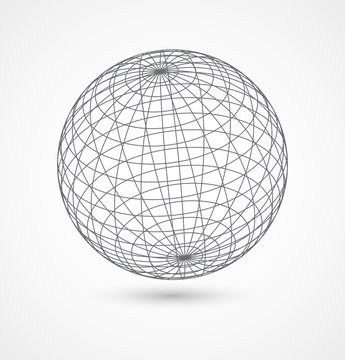 Abstract globe sphere from gray lines on white background