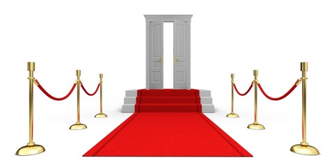 Red Carpet. 3D. Red carpet leading up the stairs