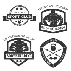 Set of emblem bodybuilding and fitness.