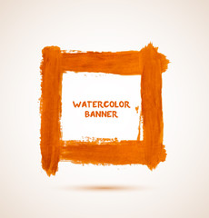 Abstract orange watercolor hand-drawn banner - obrazy, fototapety, plakaty