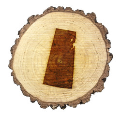 Slice of wood (shape of Saskatchewan branded onto) .(series)