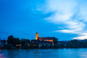 Rhein mit  Fridolinsmünster, Bad Säckingen