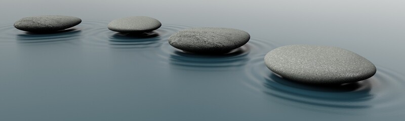 Relaxation. 3D. Stones in Water - obrazy, fototapety, plakaty