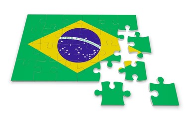 Europe. 3D. Brazil Flag Puzzle