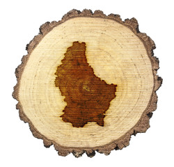 Slice of wood (shape of Luxembourg branded onto) .(series)
