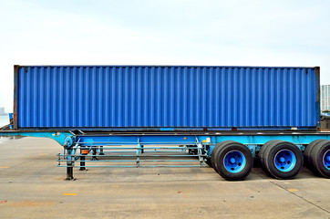 Cargo container and semi trailer chassis, chiba, Japan