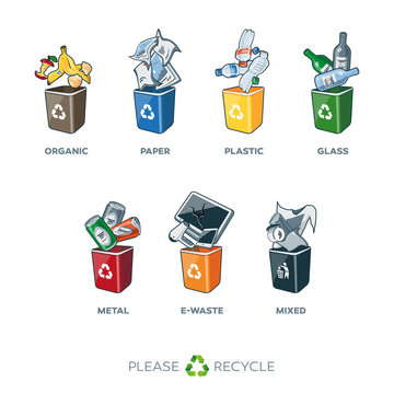 Trash Segregation Bins for Organic Paper Plastic Glass Metal