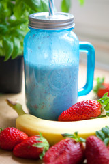 Healthy organic food. Strawberry fruit drink smoothie