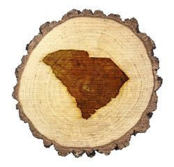 Slice of wood (shape of South Carolina branded onto) .(series)