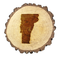 Slice of wood (shape of Vermont branded onto) .(series)