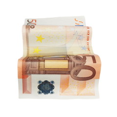 fifty euro banknotes isolated on white