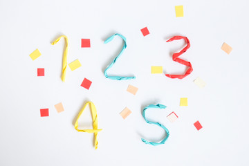 Colourful paper number on white background (1 2 3 4 5)