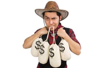 Young cowboy isolated on white