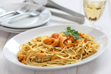 pasta with sea urchin roe, italian cuisine