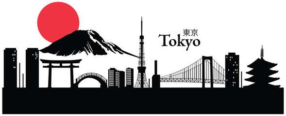 Fototapeta premium Wektorowa ilustracja pejzaż miejski Tokio, Japonia