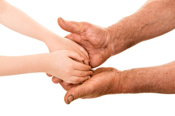 child and old man hands