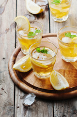 Ice tea with lemon and mint