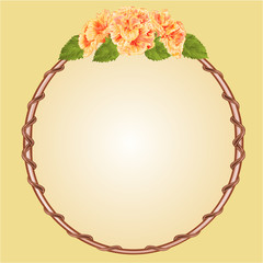 Round frame with yellow hibiscus vector