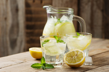 Fresh water with lemon, mint and cucumber
