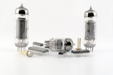 Vacuum radio tubes and semiconductor chips