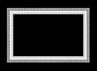 silver picture frames. Isolated on black background