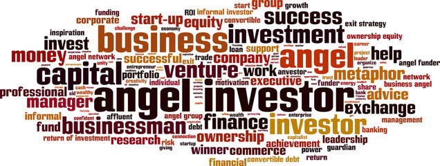 Angel investor word cloud concept. Vector illustration
