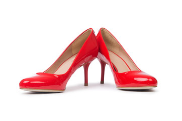 Red woman shoes isolated on the white background