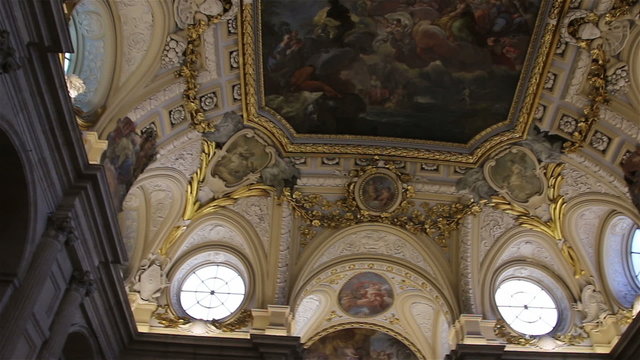 Madrid. Spain. Ceiling of the Royal Palace