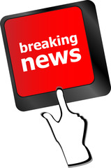 breaking news button on computer keyboard pc key vector