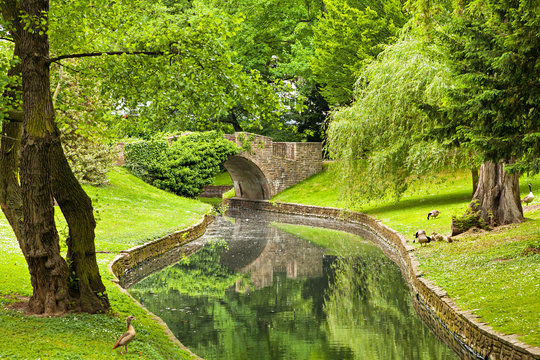 Stone Bridge in Parc de la Boverie in Liege